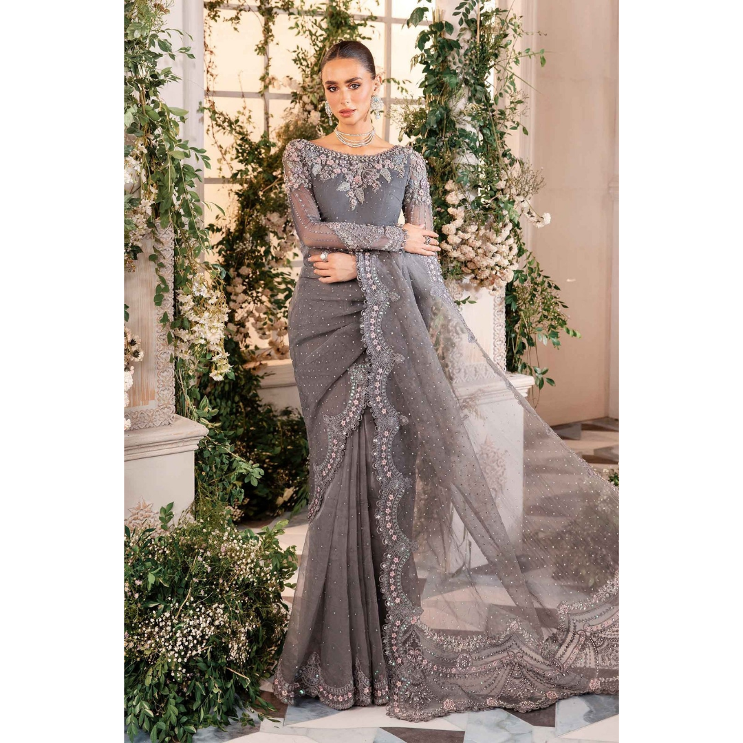 3 Piece Unstitched Embroidered Organza - Maria B