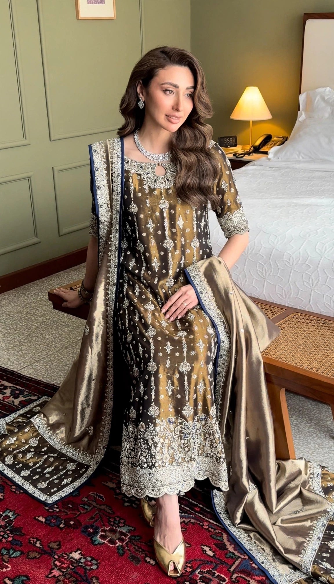 Haris Shakeel Wajeeha – Antique Olive Formal Ensemble