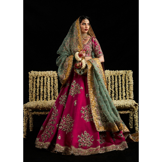 Laal bridal lehenga by Hussain Rehar - shop Pakistani designer wear online worldwide at Fatimaa Store