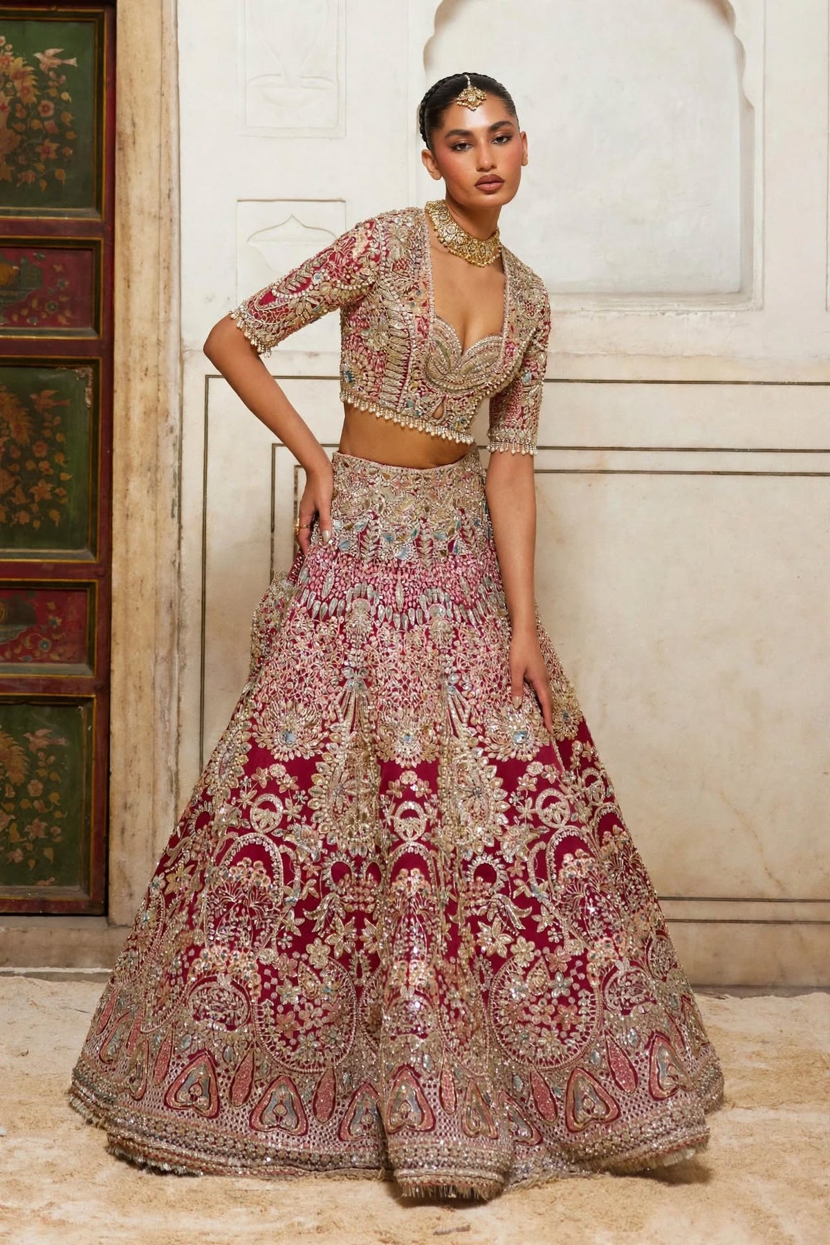 Diyar Fuchsia Red Bridal Lehenga | Pakistani Bridal Dress | Fatimaa Store