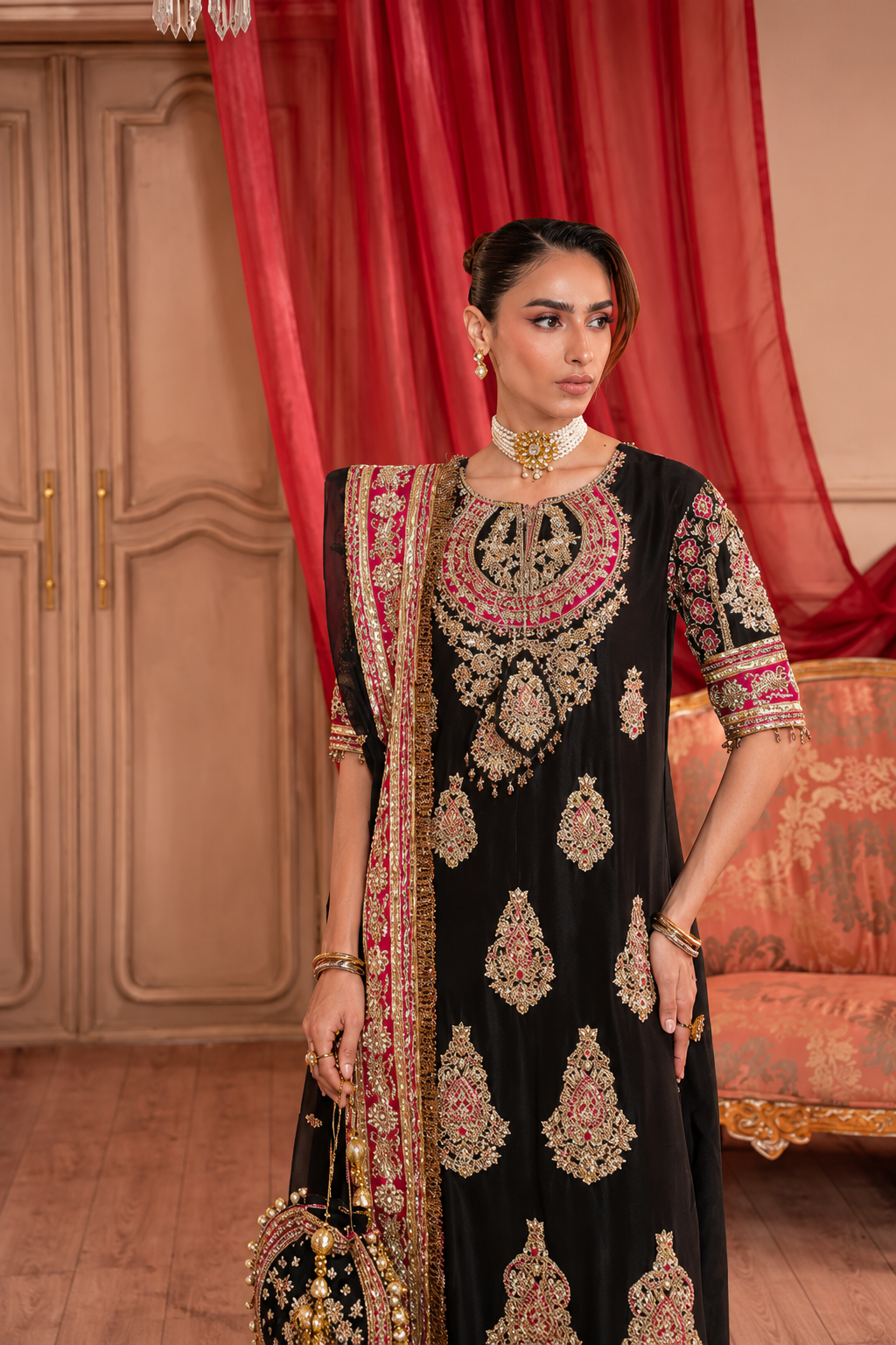 Lunara Black Zardozi Pakistani Formal Dress | Fatimaa Store