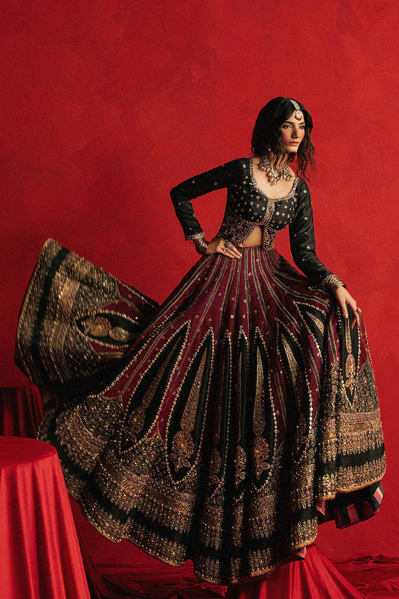 Mohsin Naveed Ranjha Dil Raas black silk lehenga choli - image 4