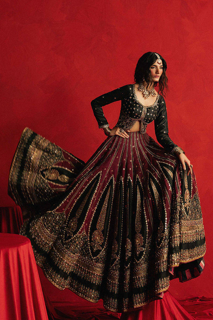 Mohsin Naveed Ranjha Dil Raas black silk lehenga choli - image 4