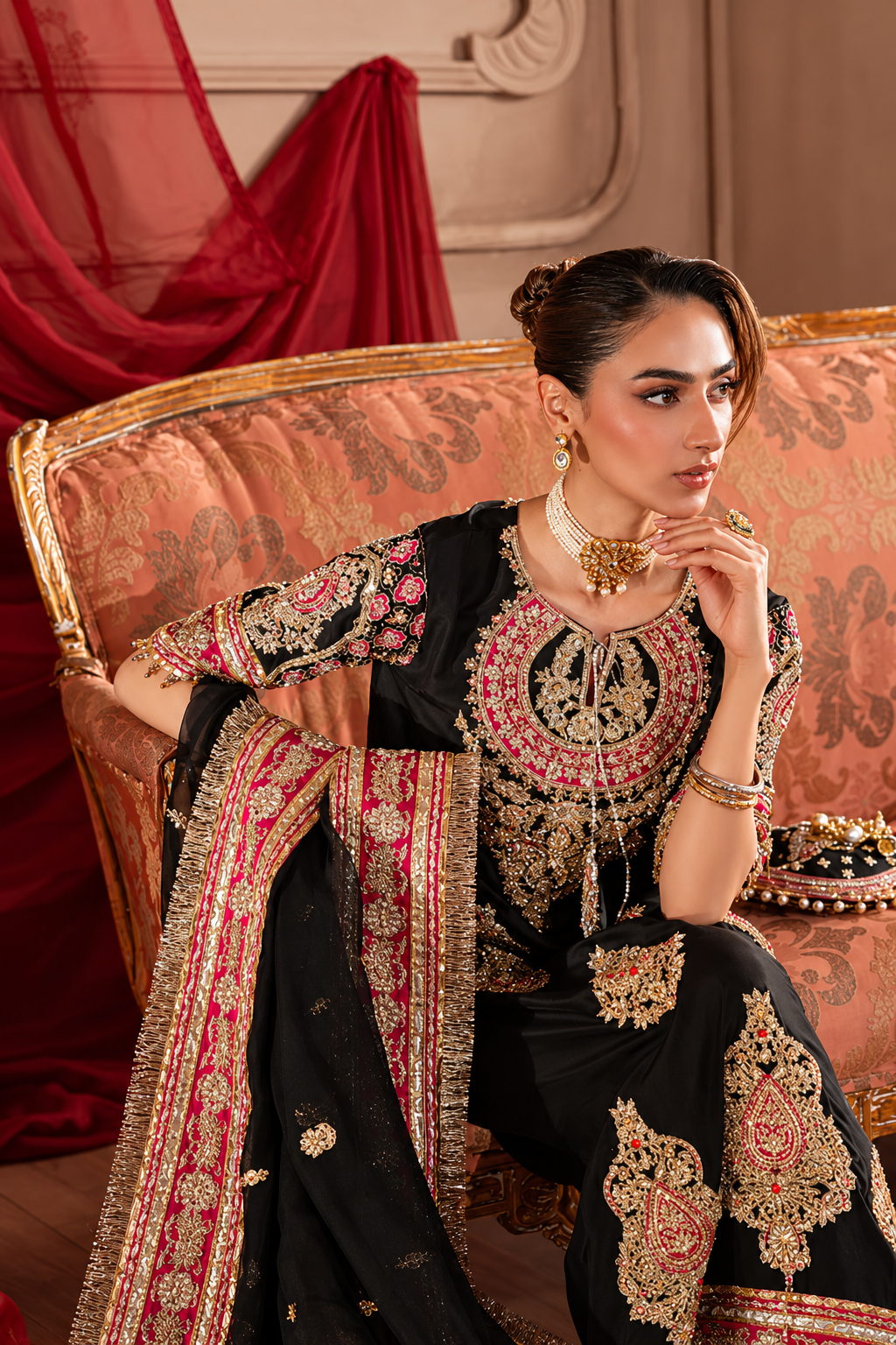 Lunara Black Zardozi Pakistani Formal Dress | Fatimaa Store