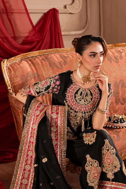 Lunara Black Zardozi Pakistani Formal Dress | Fatimaa Store
