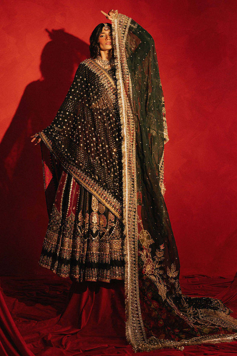 Mohsin Naveed Ranjha Dil Raas black silk lehenga choli - image 6