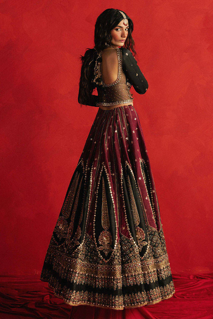 Mohsin Naveed Ranjha Dil Raas black silk lehenga choli - image 5