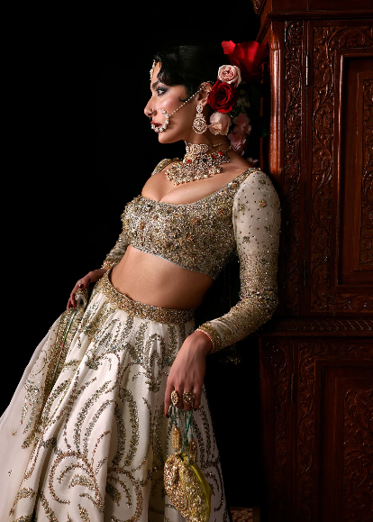 Hussain Rehar Chamkeli – Luxury Ivory Bridal Lehenga