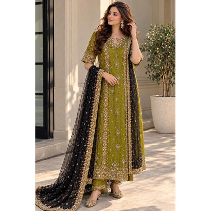 Zeeshan Danish Rehma Zaman – Luxury Net Embroidered Unstitched Suit