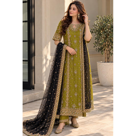 Zeeshan Danish Rehma Zaman – Luxury Net Embroidered Unstitched Suit
