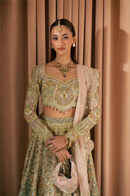 Gold Pastel Net Bridal Lehenga by Mysie - image 6