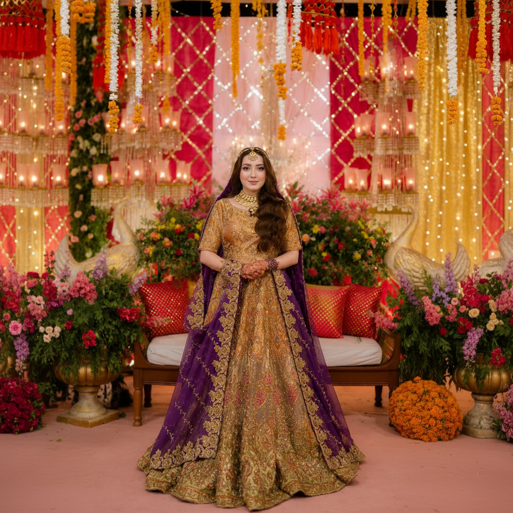 Royal Echoes 'Tiara' Bridal Ensemble - Inspired by Ahmad Sultan - Exquisite Ice Blue & Silver Hand-Embroidered Pakistani Wedding Dress