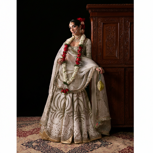 Hussain Rehar Chamkeli – Luxury Ivory Bridal Lehenga