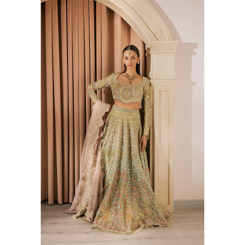 Gold Pastel Net Bridal Lehenga by Mysie - image 1