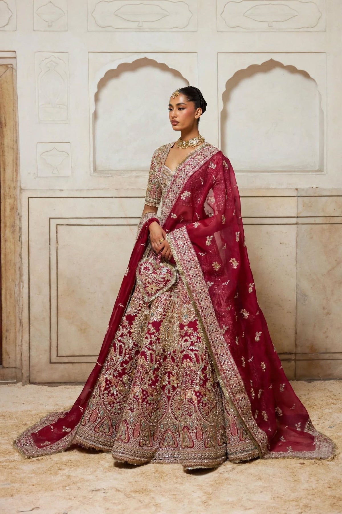 Diyar Fuchsia Red Bridal Lehenga | Pakistani Bridal Dress | Fatimaa Store
