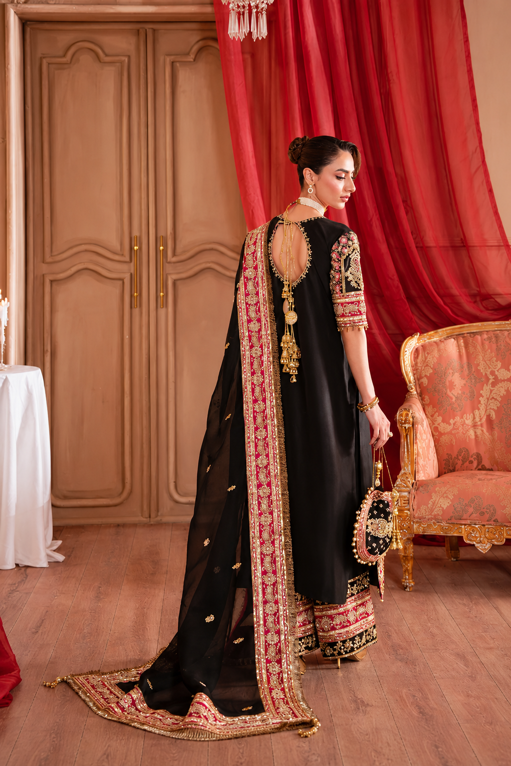 Lunara Black Zardozi Pakistani Formal Dress | Fatimaa Store