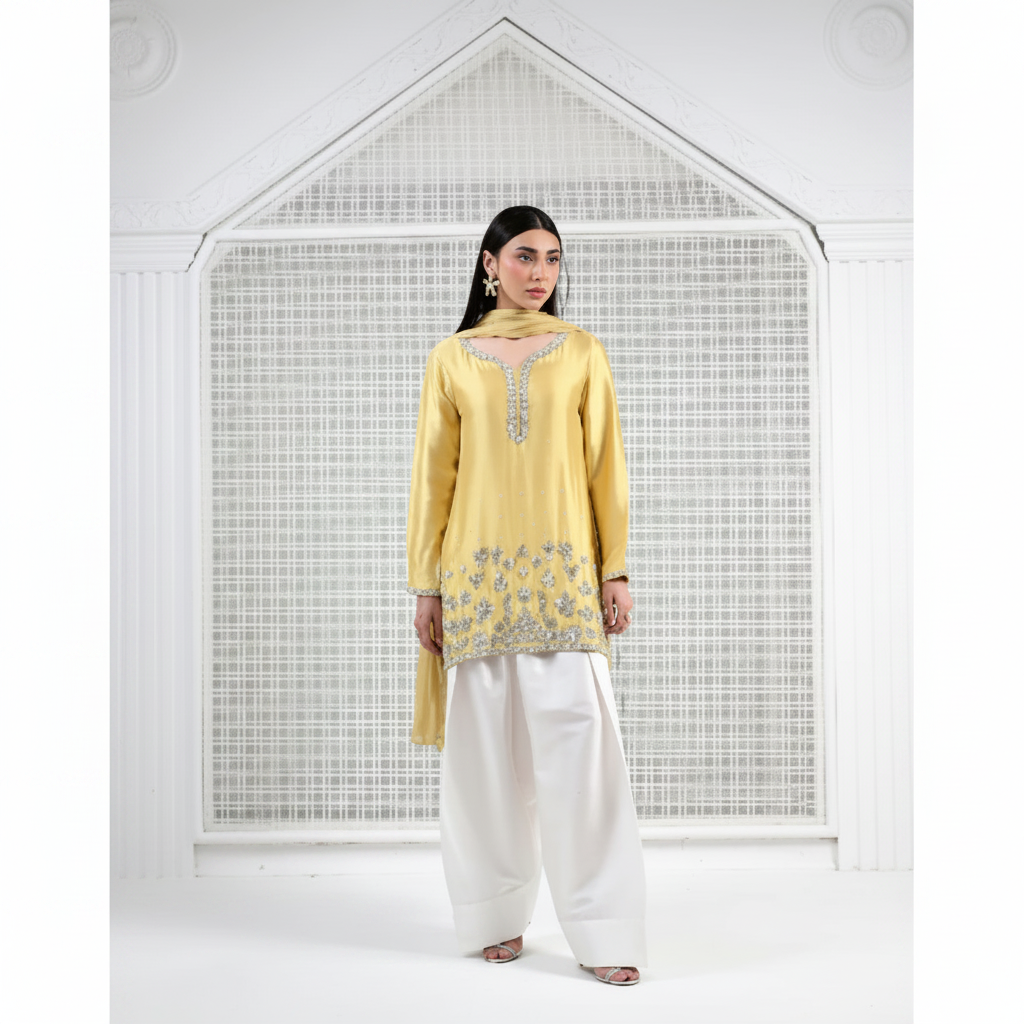 Luxury Yellow Pakistani Embellished Gotta Patti Suit - Festive & Wedding Ready Pret Wear