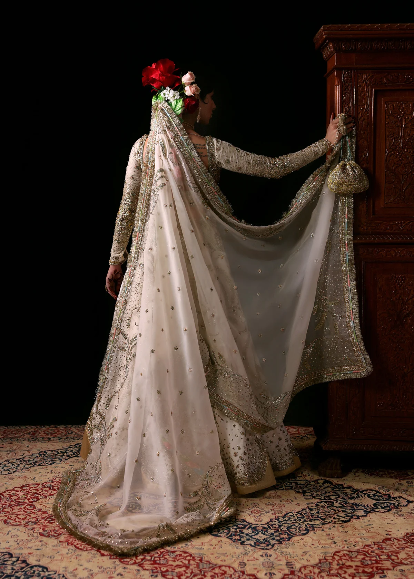 Hussain Rehar Chamkeli – Luxury Ivory Bridal Lehenga