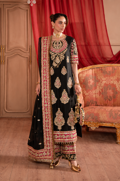 Lunara Black Zardozi Pakistani Formal Dress | Fatimaa Store