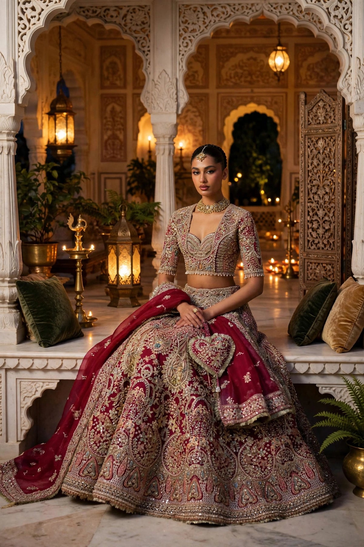 Diyar Fuchsia Red Bridal Lehenga | Pakistani Bridal Dress | Fatimaa Store