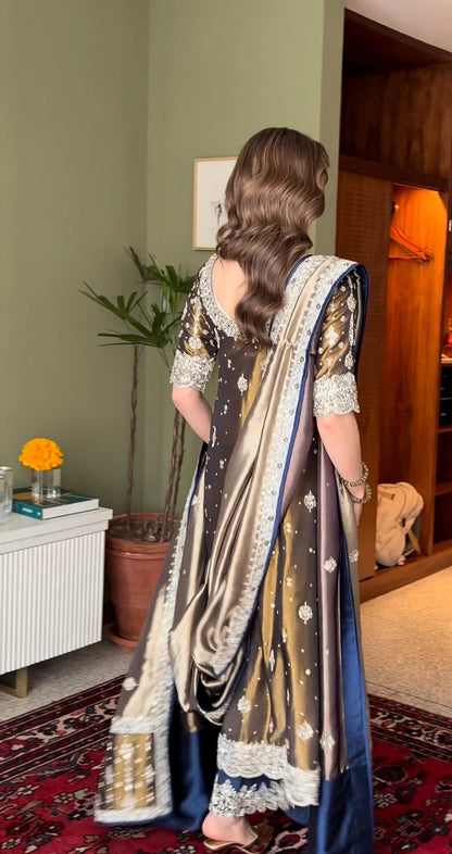 Haris Shakeel Wajeeha – Antique Olive Formal Ensemble