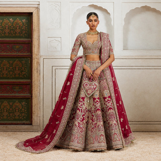 Diyar Fuchsia Red Bridal Lehenga | Pakistani Bridal Dress | Fatimaa Store