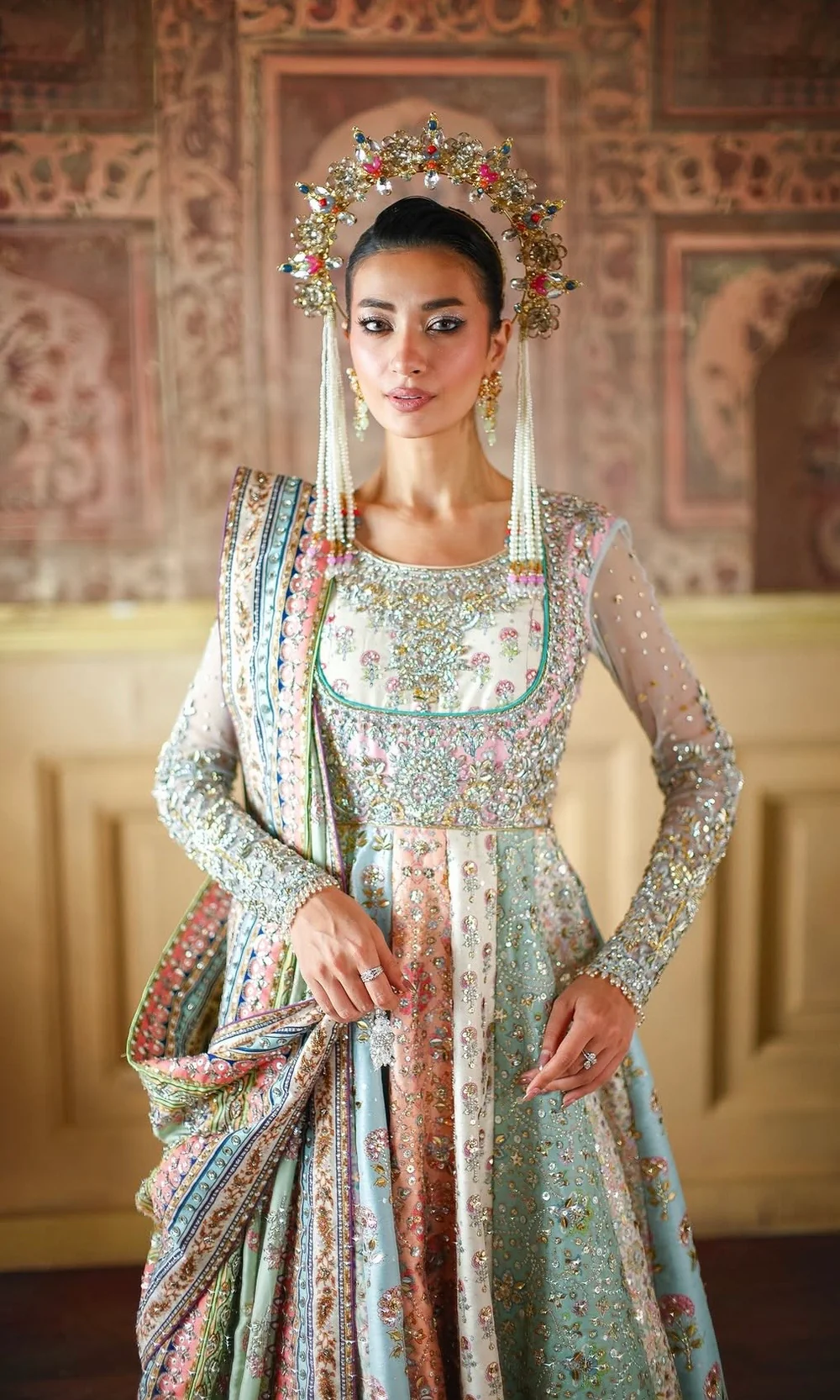 Nomi Ansari Bridal Anarkali pastel heritage ensemble - image 8