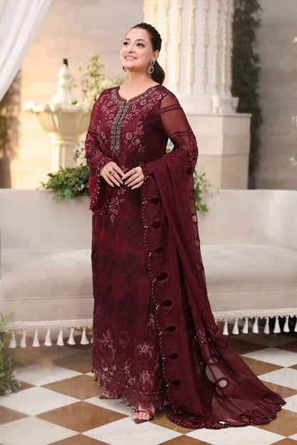 Maria B Burgundy Embroidered Chiffon Suit - image 5