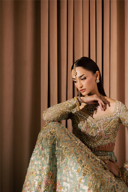 Gold Pastel Net Bridal Lehenga by Mysie - image 7