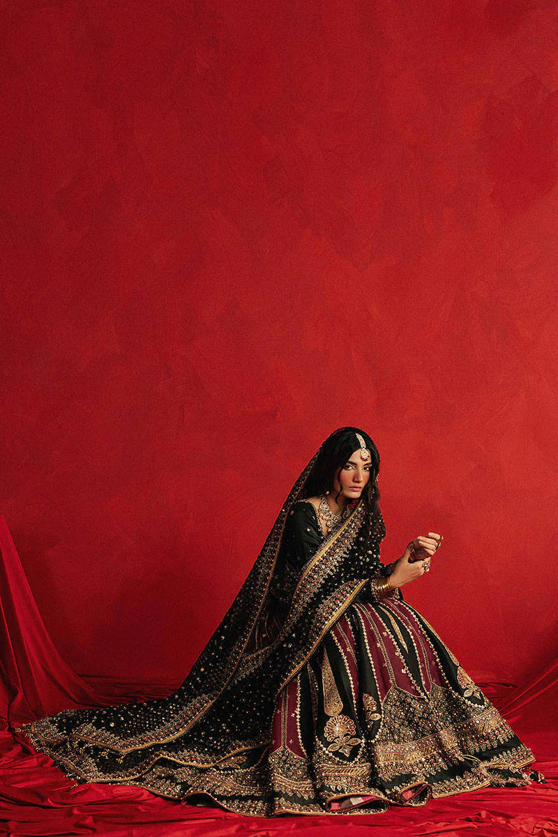 Mohsin Naveed Ranjha Dil Raas black silk lehenga choli - image 7