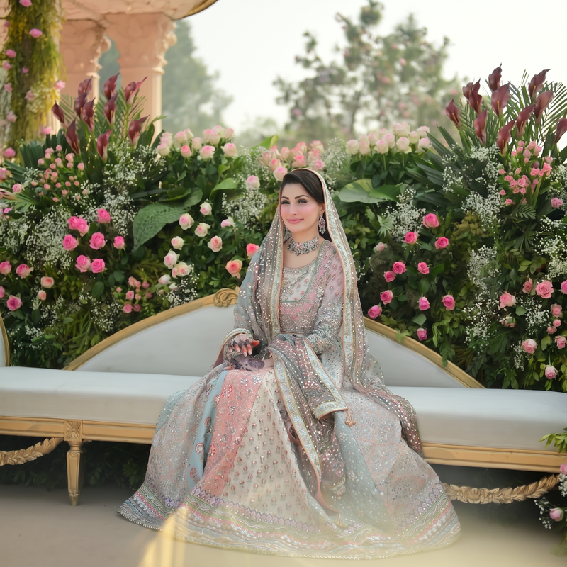 Nomi Ansari Bridal Anarkali pastel heritage ensemble - image 1