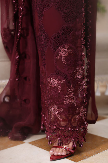 Maria B Burgundy Embroidered Chiffon Suit - image 2