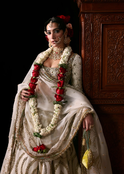Hussain Rehar Chamkeli – Luxury Ivory Bridal Lehenga