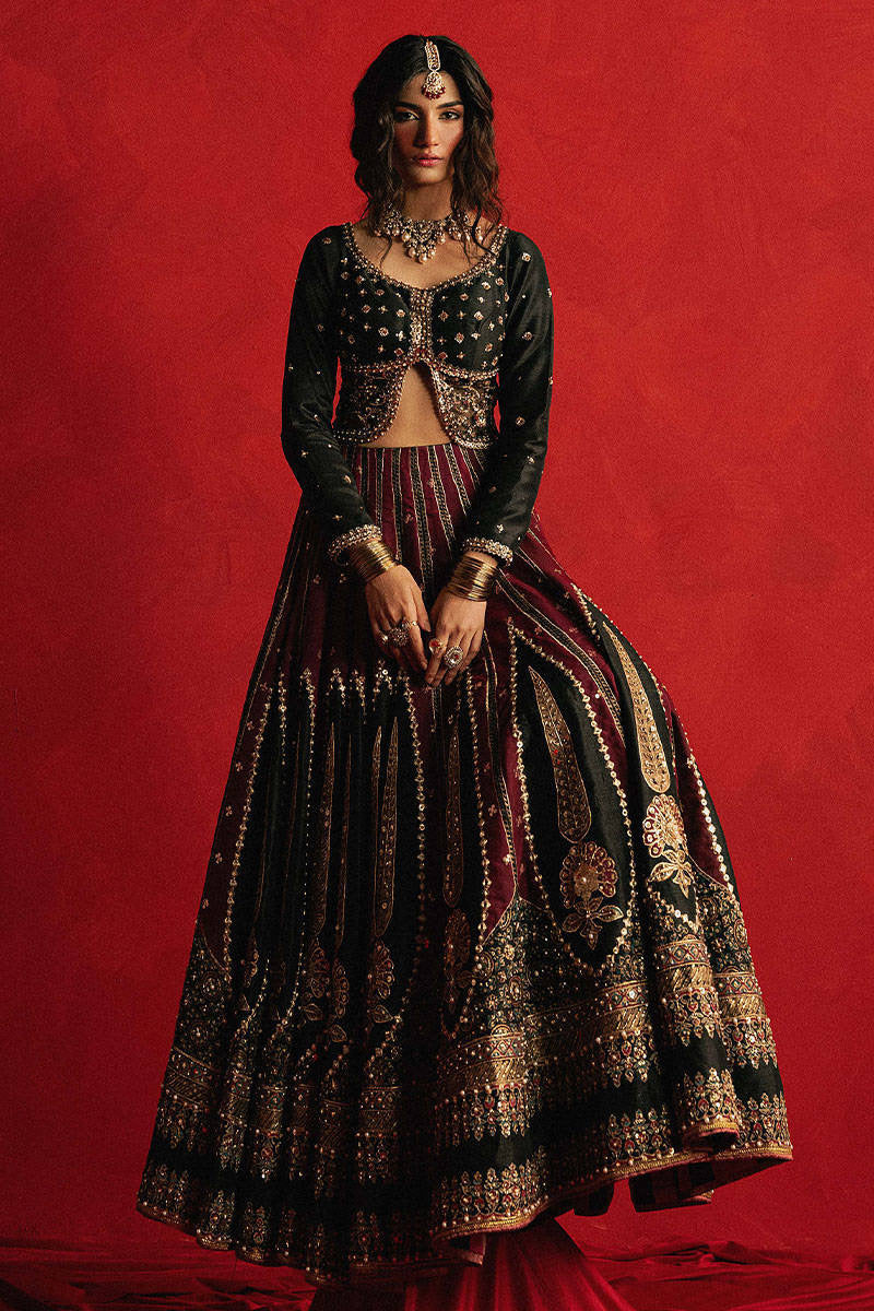 Mohsin Naveed Ranjha Dil Raas black silk lehenga choli - image 2