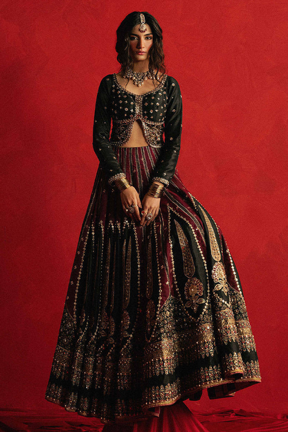 Mohsin Naveed Ranjha Dil Raas black silk lehenga choli - image 2
