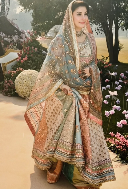 Nomi Ansari Bridal Anarkali pastel heritage ensemble - image 10