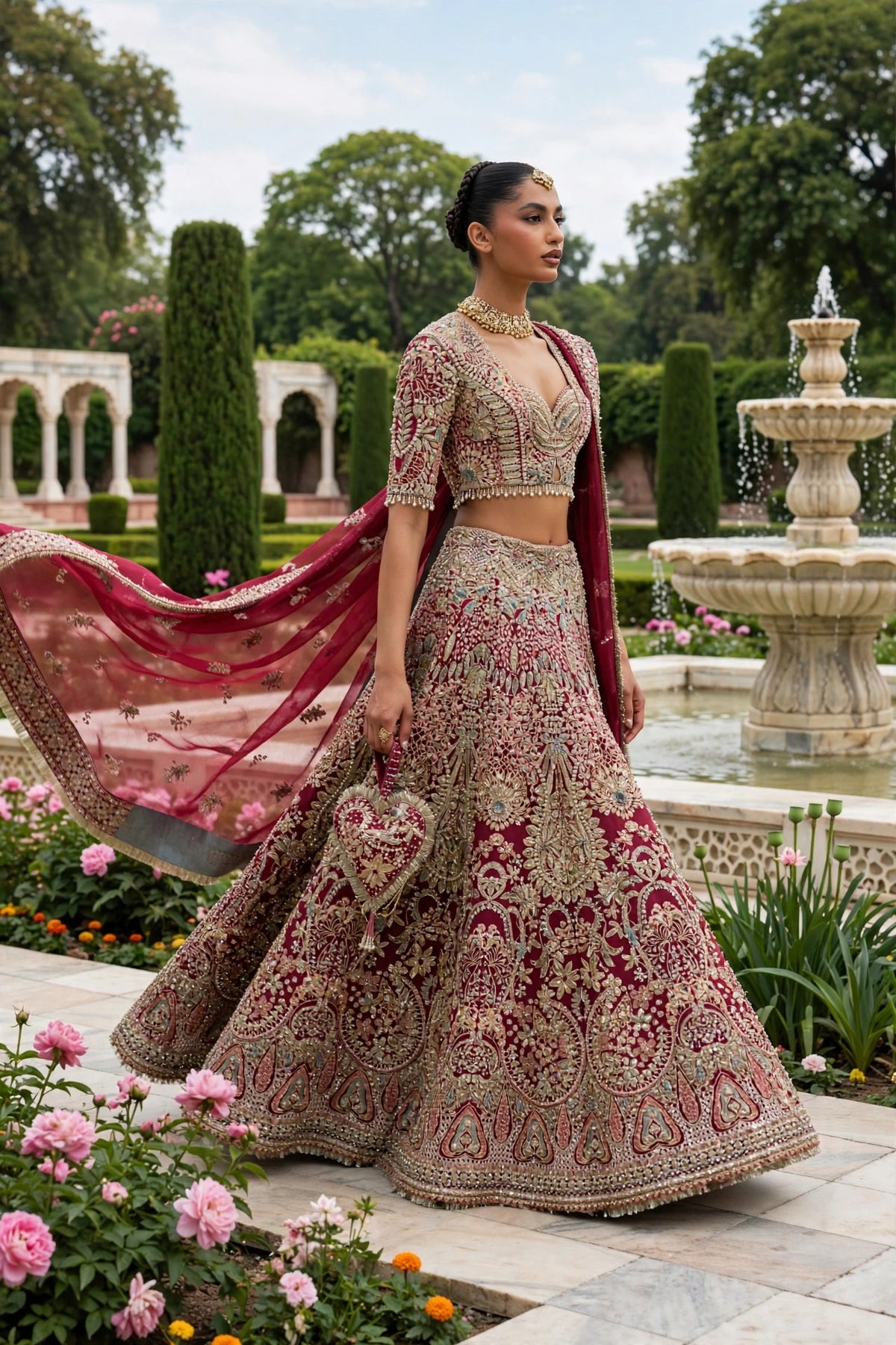 Diyar Fuchsia Red Bridal Lehenga | Pakistani Bridal Dress | Fatimaa Store