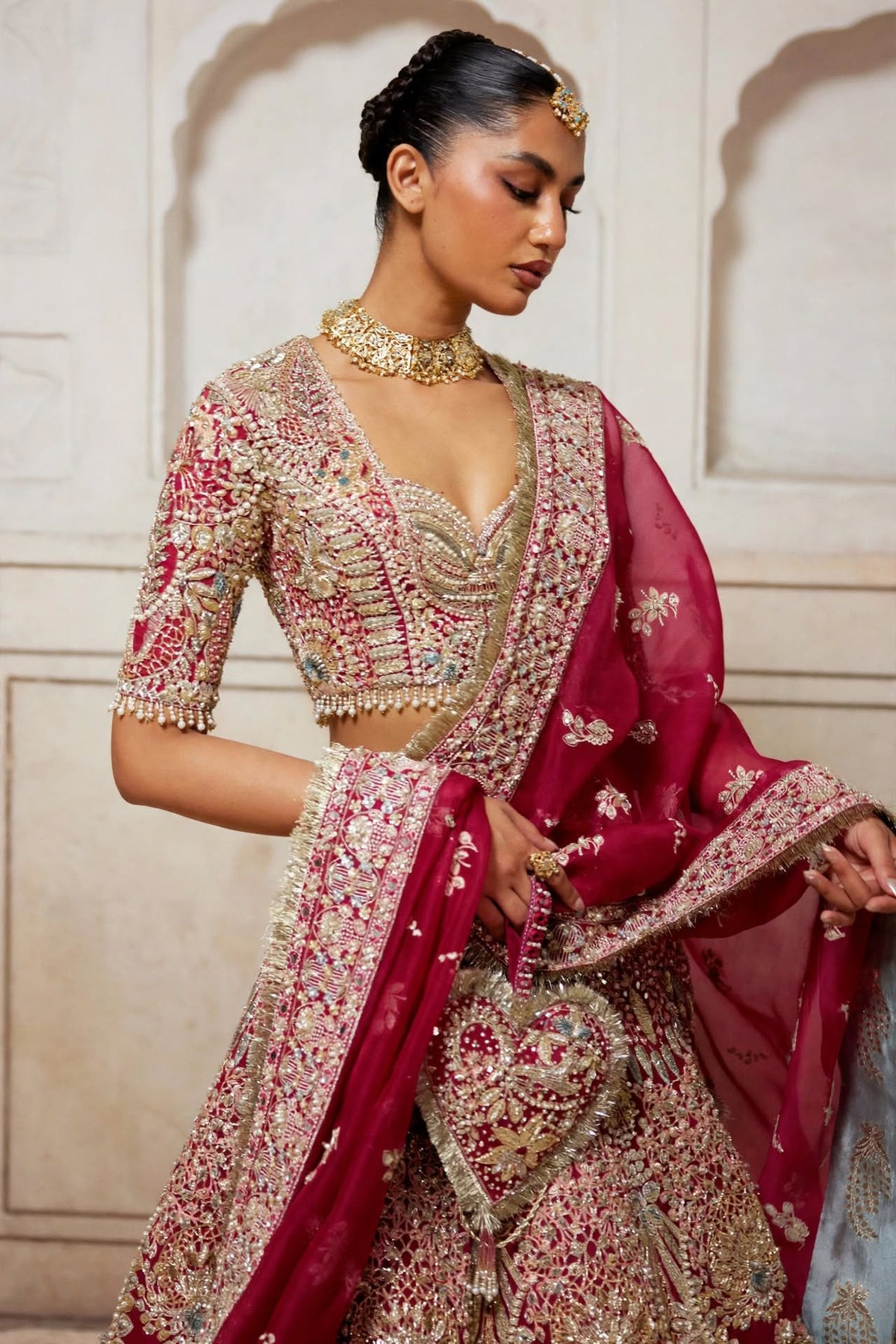 Diyar Fuchsia Red Bridal Lehenga | Pakistani Bridal Dress | Fatimaa Store
