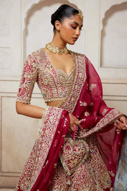 Diyar Fuchsia Red Bridal Lehenga | Pakistani Bridal Dress | Fatimaa Store
