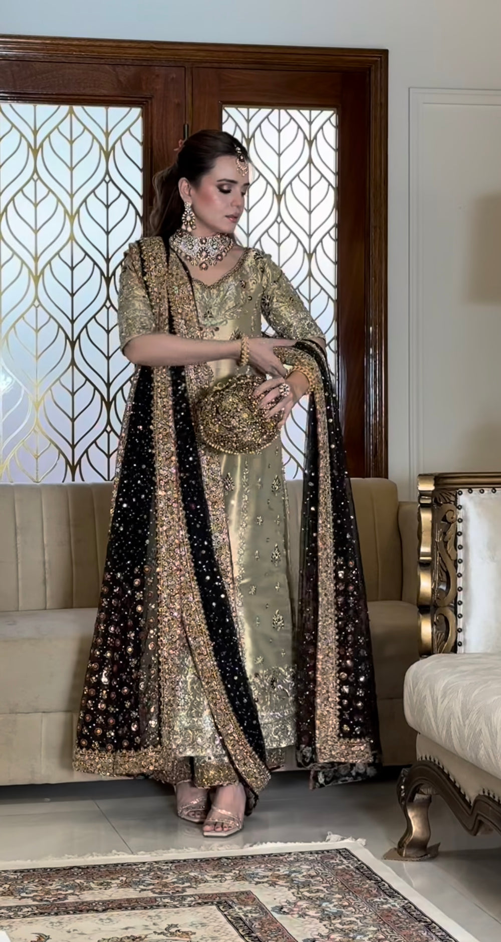 Haris Shakeel tissue masoori suit by Sumbul Iqbal - front view