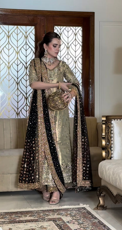 Haris Shakeel tissue masoori suit by Sumbul Iqbal - front view