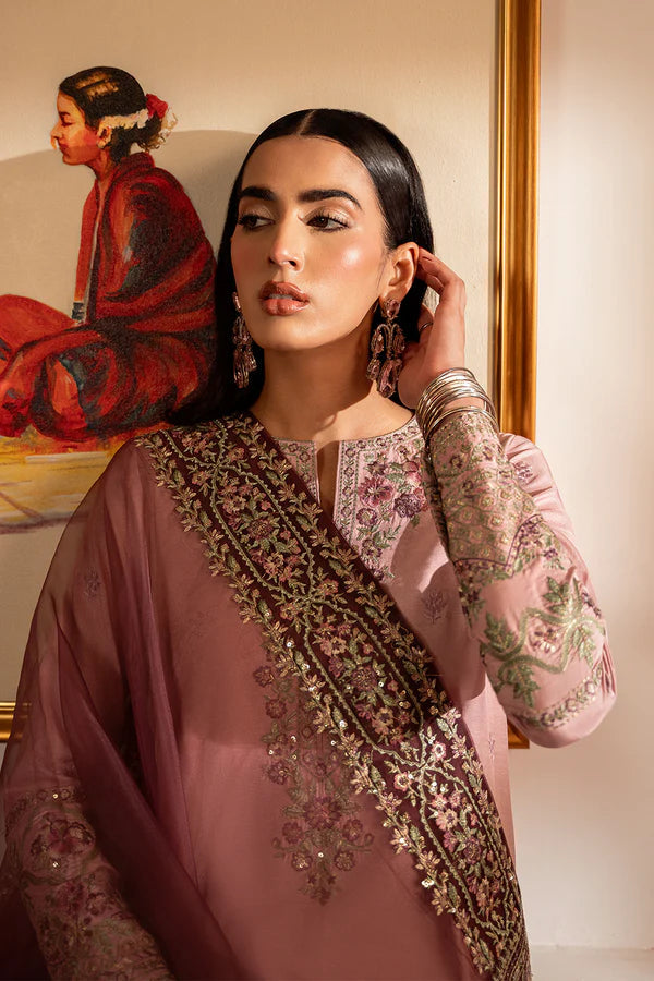 Gulzar lilac tussle silk suit - close up