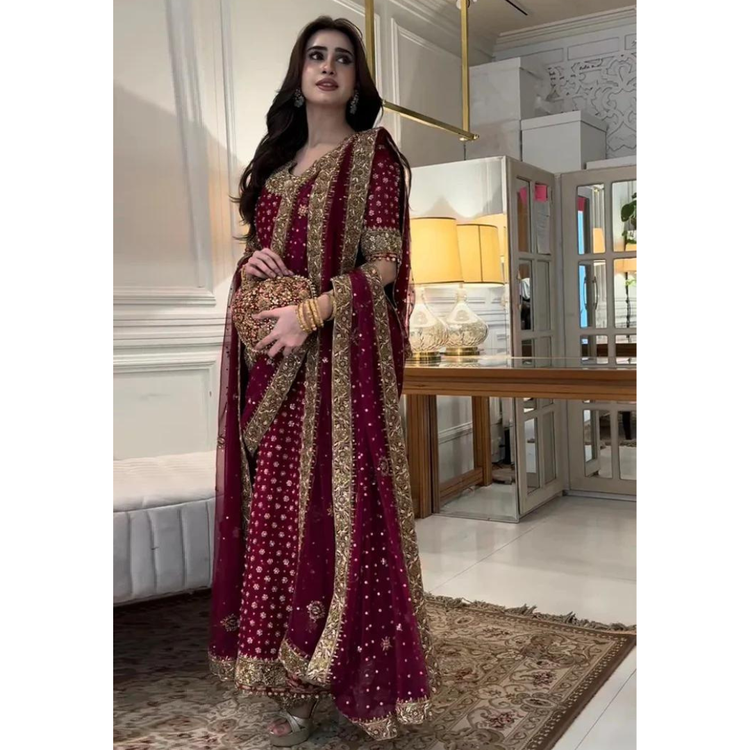 Aisha Afridi formal suit by Haris Shakeel at Fatimaa Store