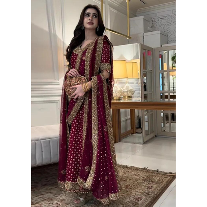 Aisha Afridi formal suit by Haris Shakeel at Fatimaa Store
