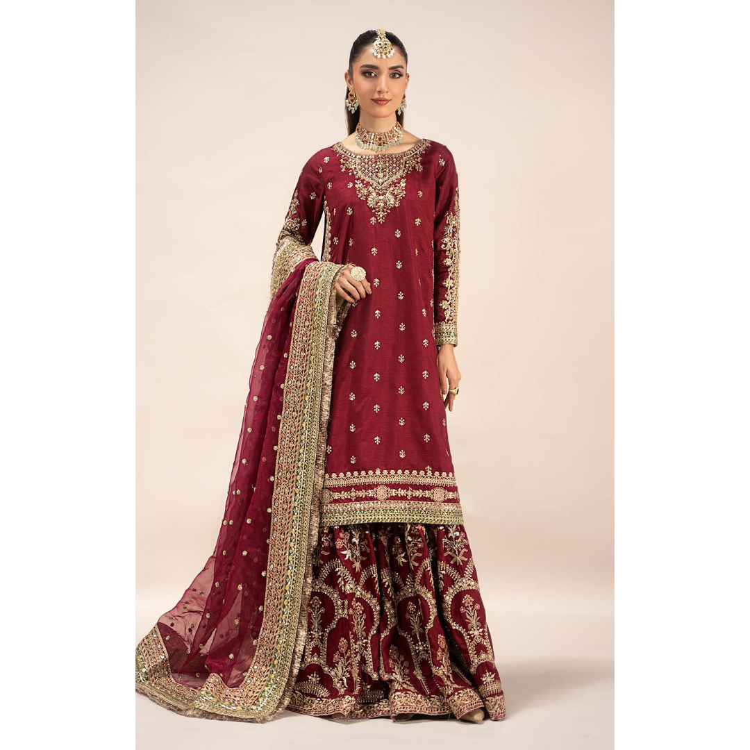 Maria B raw silk suit EF-EF25 - front view