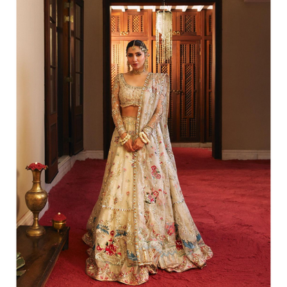 Rano’s Heriloom Ivory Bridal Net Embroidered Unstitched