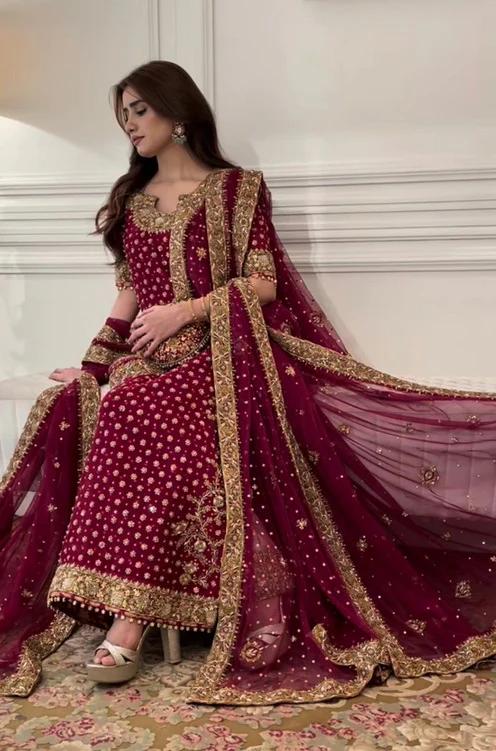 Aisha Afridi formal suit by Haris Shakeel - front view