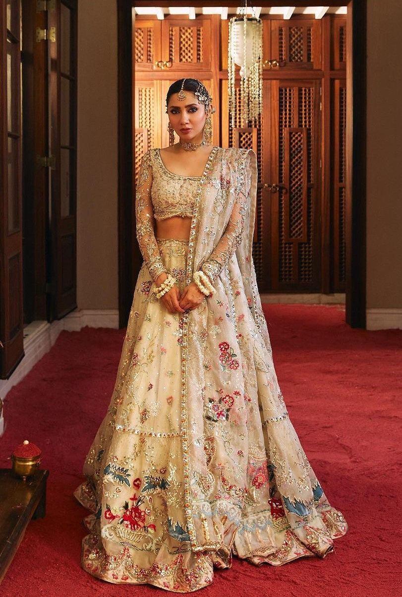 Rano’s Heriloom Ivory Bridal Net Embroidered Unstitched