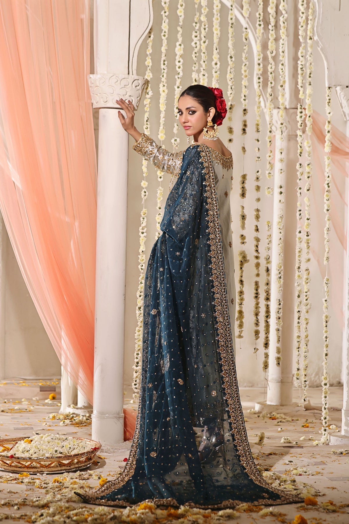 Mahnoor gold tissue dabka suit - detail view