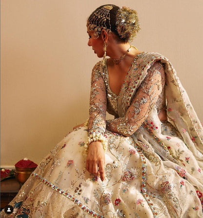 Rano’s Heriloom Ivory Bridal Net Embroidered Unstitched